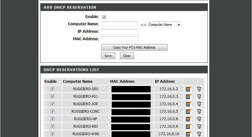 DHCP Reservations